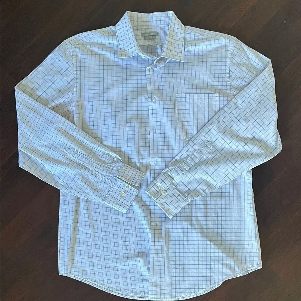 Men's White Purple Checkered Shirt